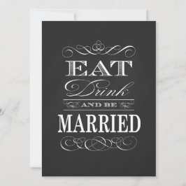 Invitación Bebida vintage y Chalkboard casada