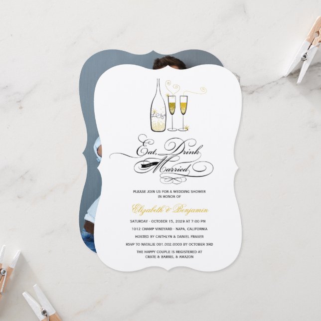 Invitación Bebida y cásate con el Boda de Moda de Champagne (Anverso/Reverso In Situ)