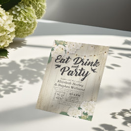 Invitación Bebida y Fiesta Boda Flor Madera suave