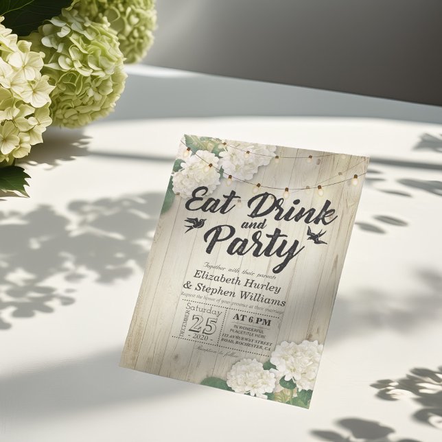 Invitación Bebida y Fiesta Boda Flor Madera suave (Subido por el creador)
