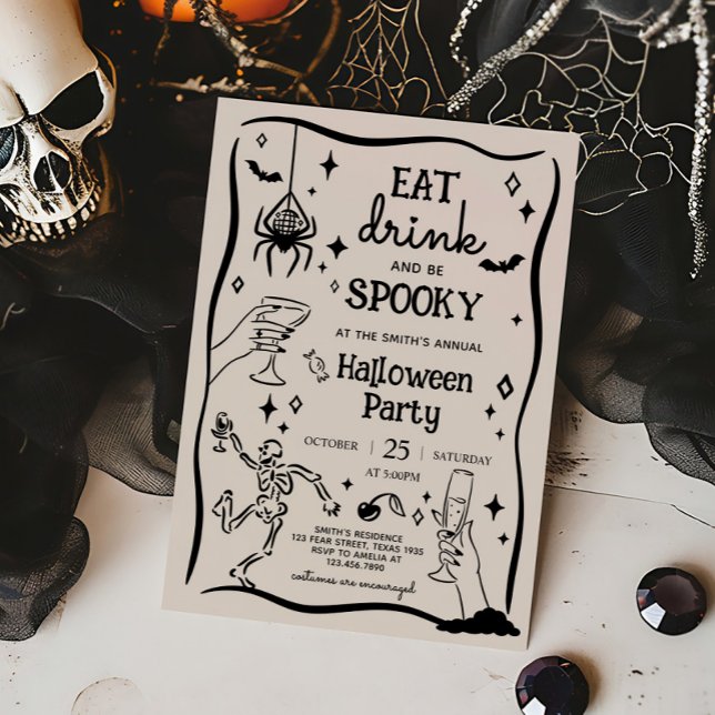 Invitación Bebida y fiesta de Halloween de fantasía (Eat Drink and Spooky Halloween Party Invitation
)