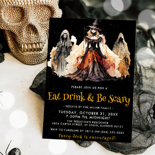 Invitación Bebida y fiesta de Halloween de miedo