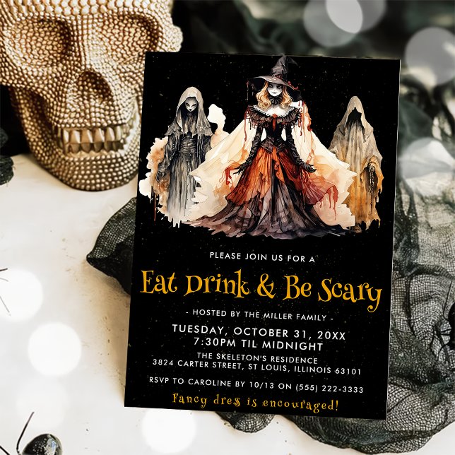 Invitación Bebida y fiesta de Halloween de miedo (Subido por el creador)