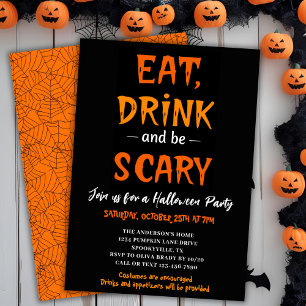 Invitación Bebida y fiesta moderna de Halloween de miedo