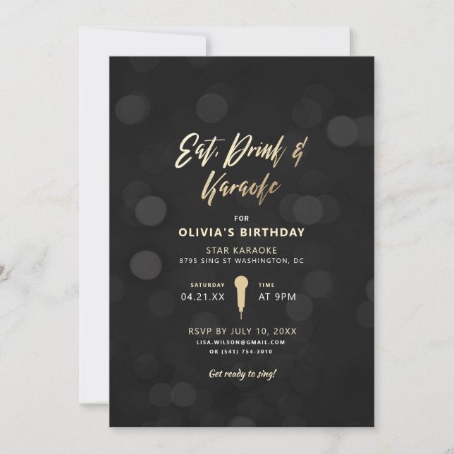 Invitación Bebida y karaoke (Anverso)