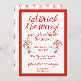 Invitación Bebida y mora - Fiesta de Navidades Candy Cane