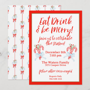 Invitación Bebida y mora - Fiesta de Navidades Candy Cane