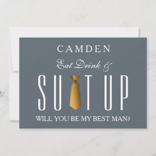 Invitación Bebida y Suitup Gold Serás mi Bestman