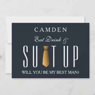 Invitación Bebida y Suitup Gold Serás mi Bestman Inv