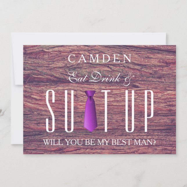 Invitación Bebida y Suitup Wooden serás mi mejor (Anverso)