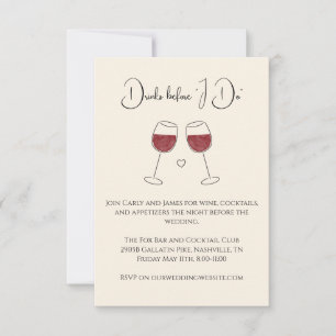 Invitación Bebidas Antes De Hacer El Ensayo De Boda Vino Rojo