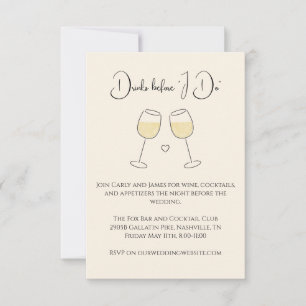 Invitación Bebidas Antes De Hacer Ensayo De Boda De Vino Blan