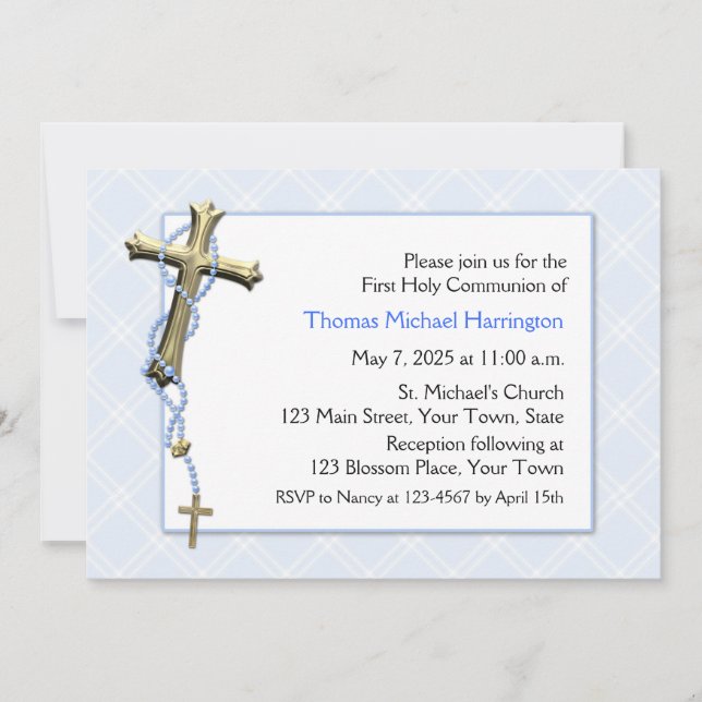Invitación Bebidas azules, cruces, religiosas (Anverso)
