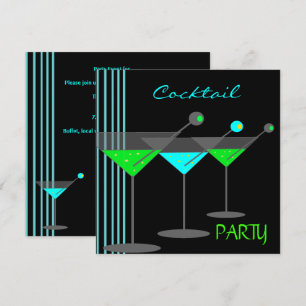 Invitación Bebidas de cóctel de empresa Martini azul verde