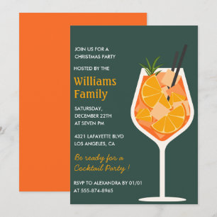 Invitación Bebidas de cóctel para fiesta de Navidad elegante