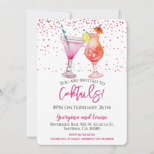 Invitación Bebidas de cóctel rosado para fiestas