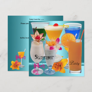 Invitación Bebidas de cóctel Verde azulado tropical azul Fies