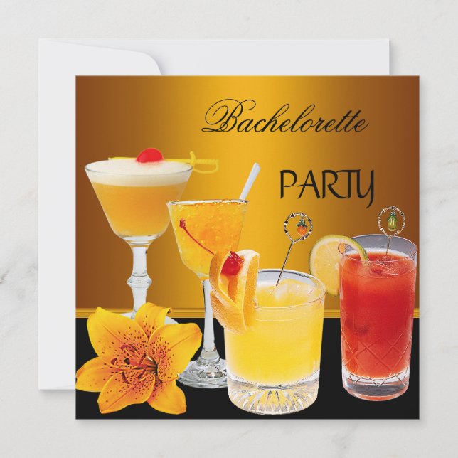 Invitación Bebidas de cócteles de la fiesta de la soltera (Anverso)