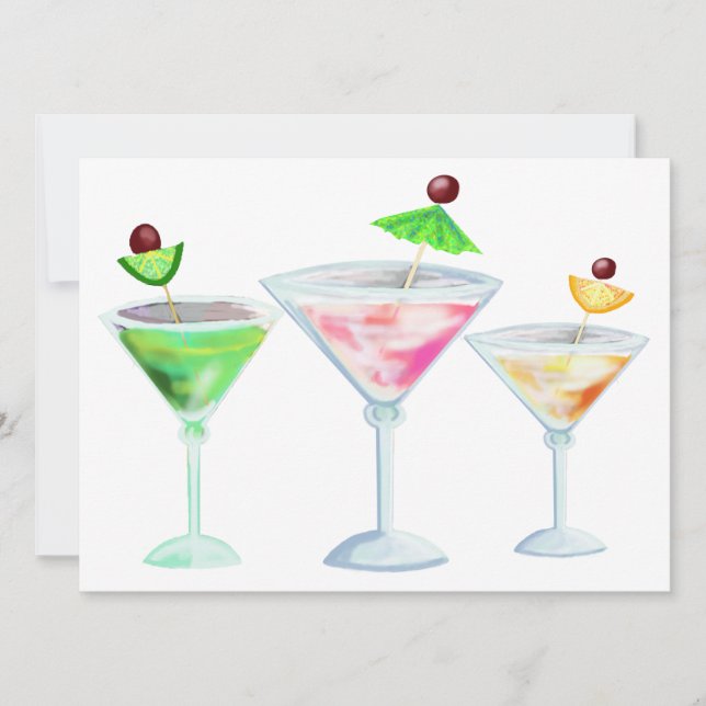 Invitación bebidas de fiesta de cócteles (Anverso)