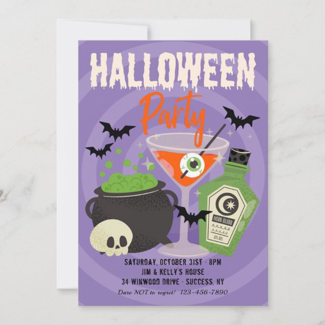 Invitación Bebidas de fiesta de Halloween (Anverso)