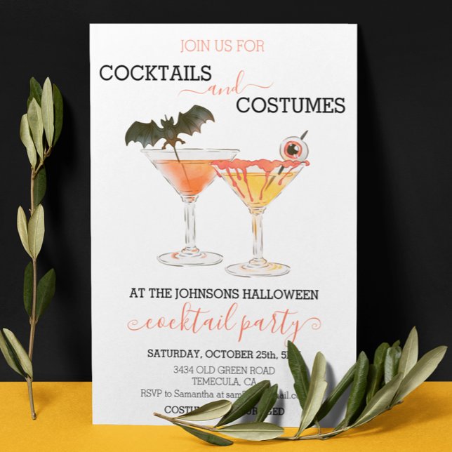 Invitación Bebidas de fiesta de Halloween con cócteles y disf (Subido por el creador)