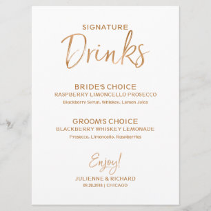 Invitación Bebidas de firma   Elegante Rosa de oro