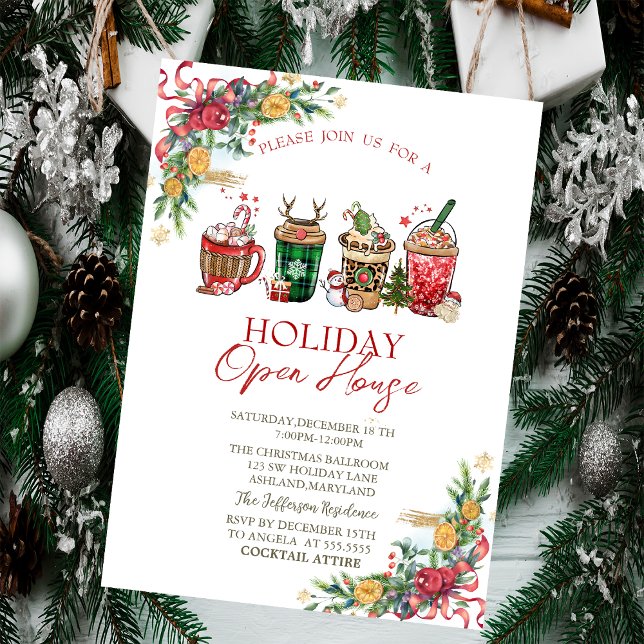 Invitación Bebidas de Navidad,Ramas de Vacaciones (Subido por el creador)