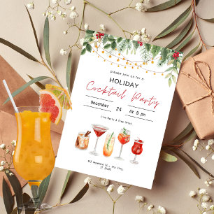 Invitación Bebidas de Navidades de cócteles Navidades de acua