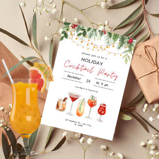 Invitación Bebidas de Navidades de cócteles Navidades de acua
