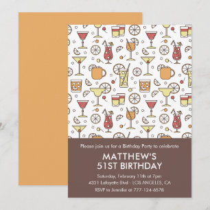 Invitación Bebidas elegantes y con estilo Cóctel Cumpleaños 5