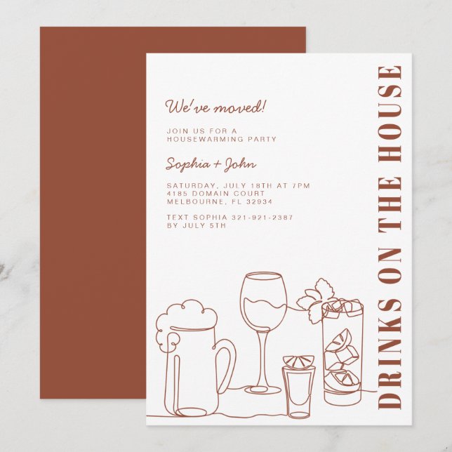 Invitación Bebidas En La Casa Fiesta Calentador (Anverso / Reverso)