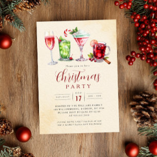 Invitación Bebidas Festivas Encantadoras Fiesta de Navidad