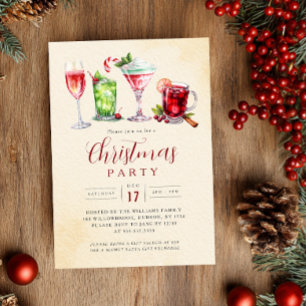 Invitación Bebidas Festivas Encantadoras Fiesta de Navidad