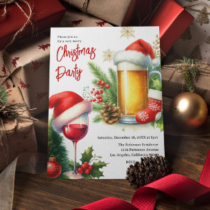 Invitación Bebidas Festivas Fiesta de Navidad