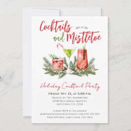 Invitación Bebidas festivas rojas y verdes para la fiesta de