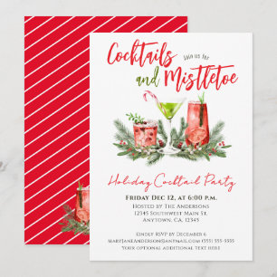 Invitación Bebidas festivas rojas y verdes para la fiesta de 