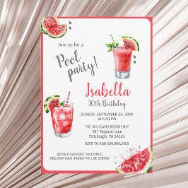 Invitación Bebidas Fiestas de la piscina de sandía