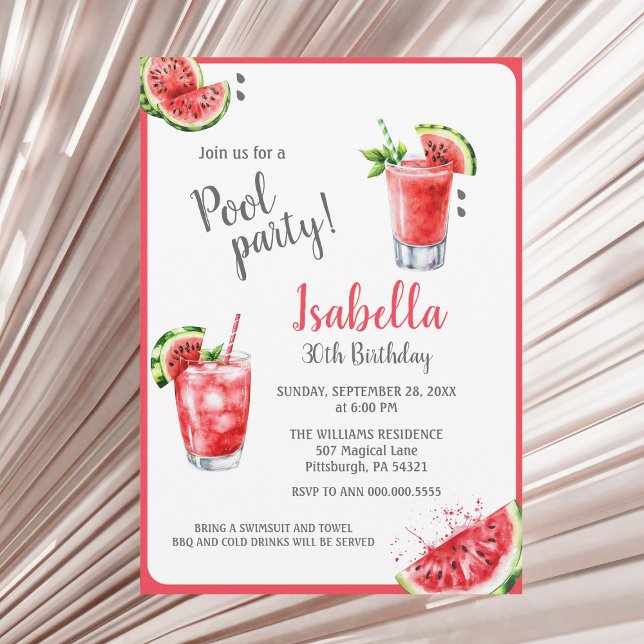 Invitación Bebidas Fiestas de la piscina de sandía (Subido por el creador)