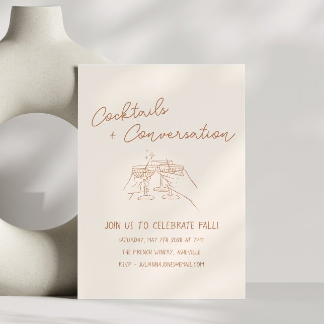 Invitación Bebidas Garabatos Escritos a Mano Fiesta de Otoño (Subido por el creador)