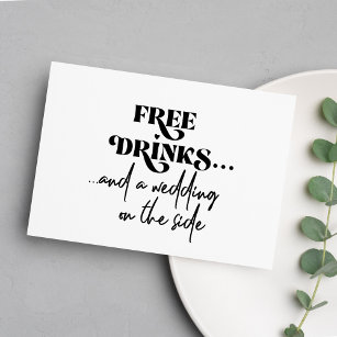 Invitación Bebidas gratis boda de tipografía moderna divertid