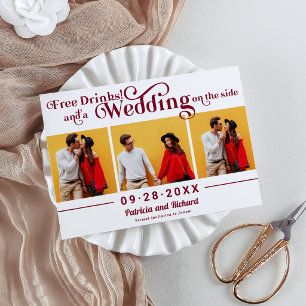 Invitación Bebidas Gratis Boda Informal Guardar La Fecha 3 Fo