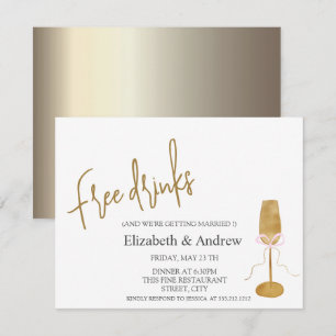 Invitación Bebidas Gratis, Copa de Champagne Chic 