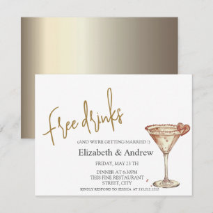 Invitación Bebidas Gratis,Copa de Champagne Chic Corazón