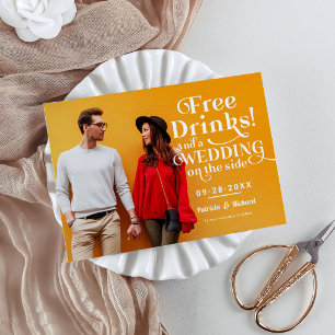 Invitación Bebidas Gratis Divertido Casamiento Informal Save 