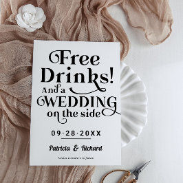 Invitación Bebidas Gratis Divertido Casual Boda Guardar la Fe