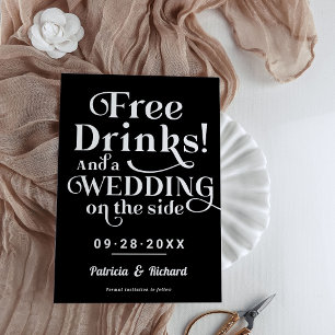 Invitación Bebidas Gratis Divertido Casual Boda Guardar la Fe
