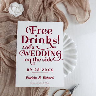 Invitación Bebidas Gratis Divertido Casual Boda Guardar La Fe