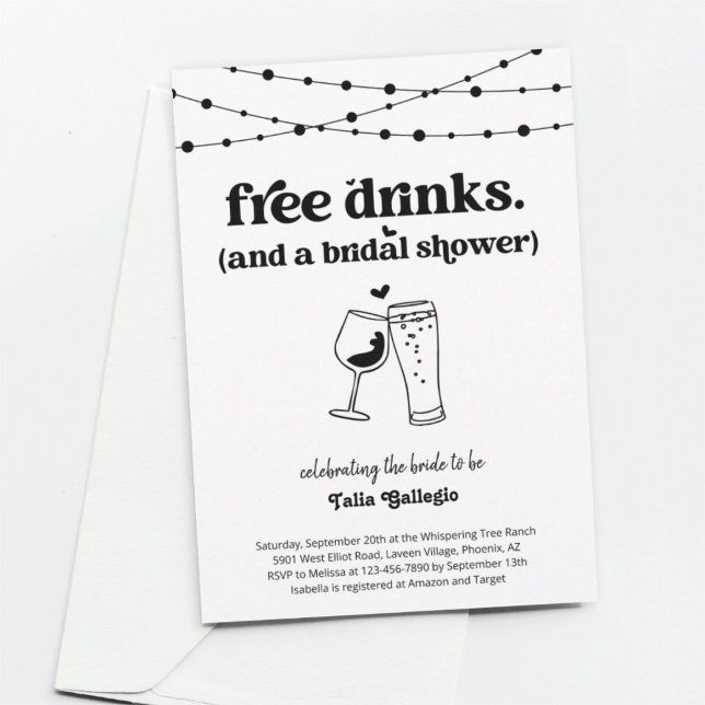 Invitación Bebidas gratis Ducha nupcial divertida (Subido por el creador)