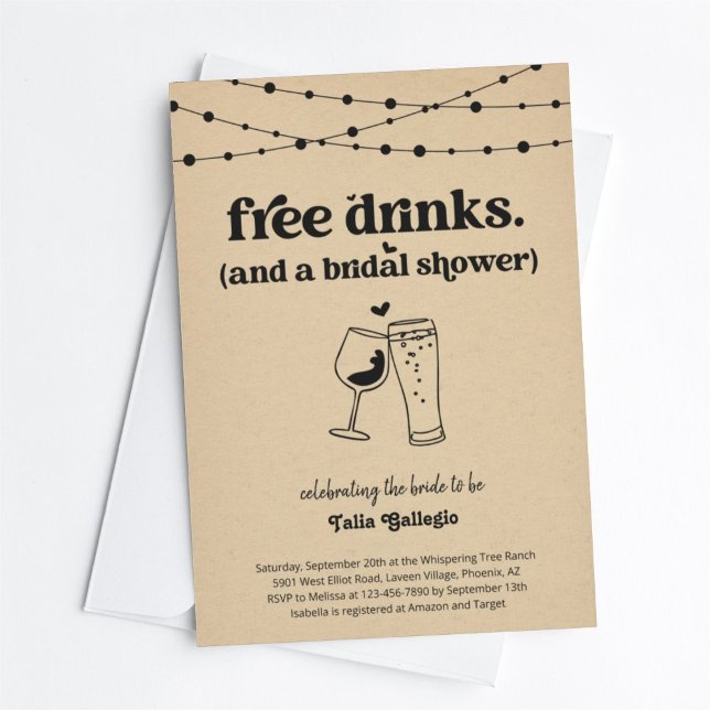 Invitación Bebidas gratis Ducha nupcial divertida (Subido por el creador)