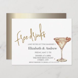 Invitación Bebidas gratis,Moda Champagne Glass Heart